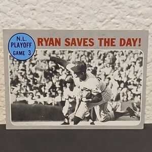 1970 TOPPS NOLAN RYAN NL PLAYOFF GAME 3 RYAN SAVES THE DAY #197 NEW YORK METS